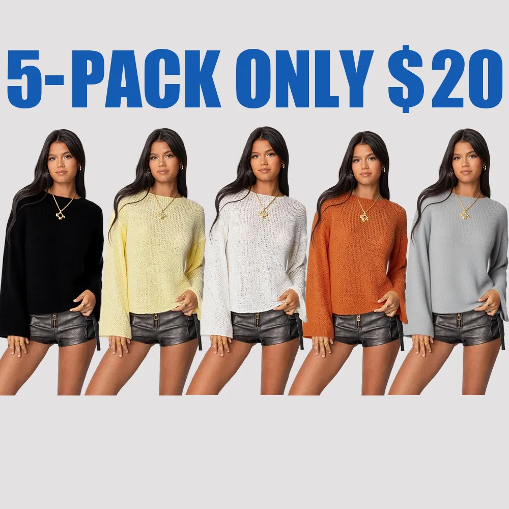 Casual Drop Shoulder Knit Sweater – Lightweight & Breathable Pullover