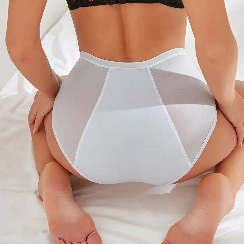 High Waist Leak Proof Ice Silk Panties Plus Size L-6XL