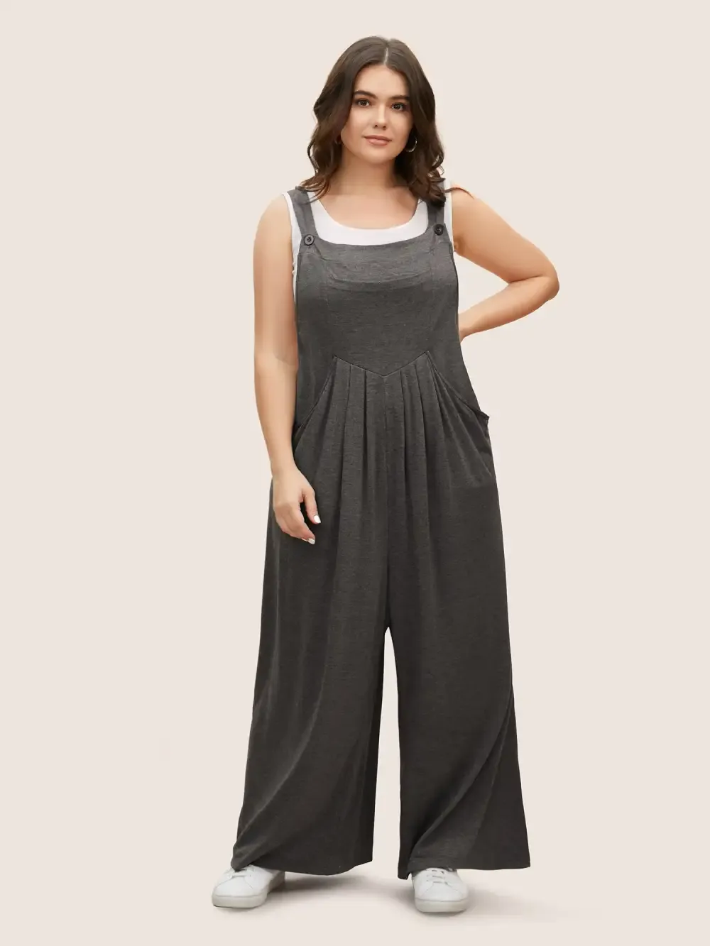Supersoft Essentials Solid Pleated Pocket Jumpsuit