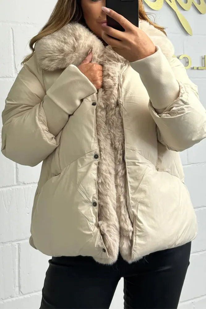Faux Fur Collar Puffer Coat