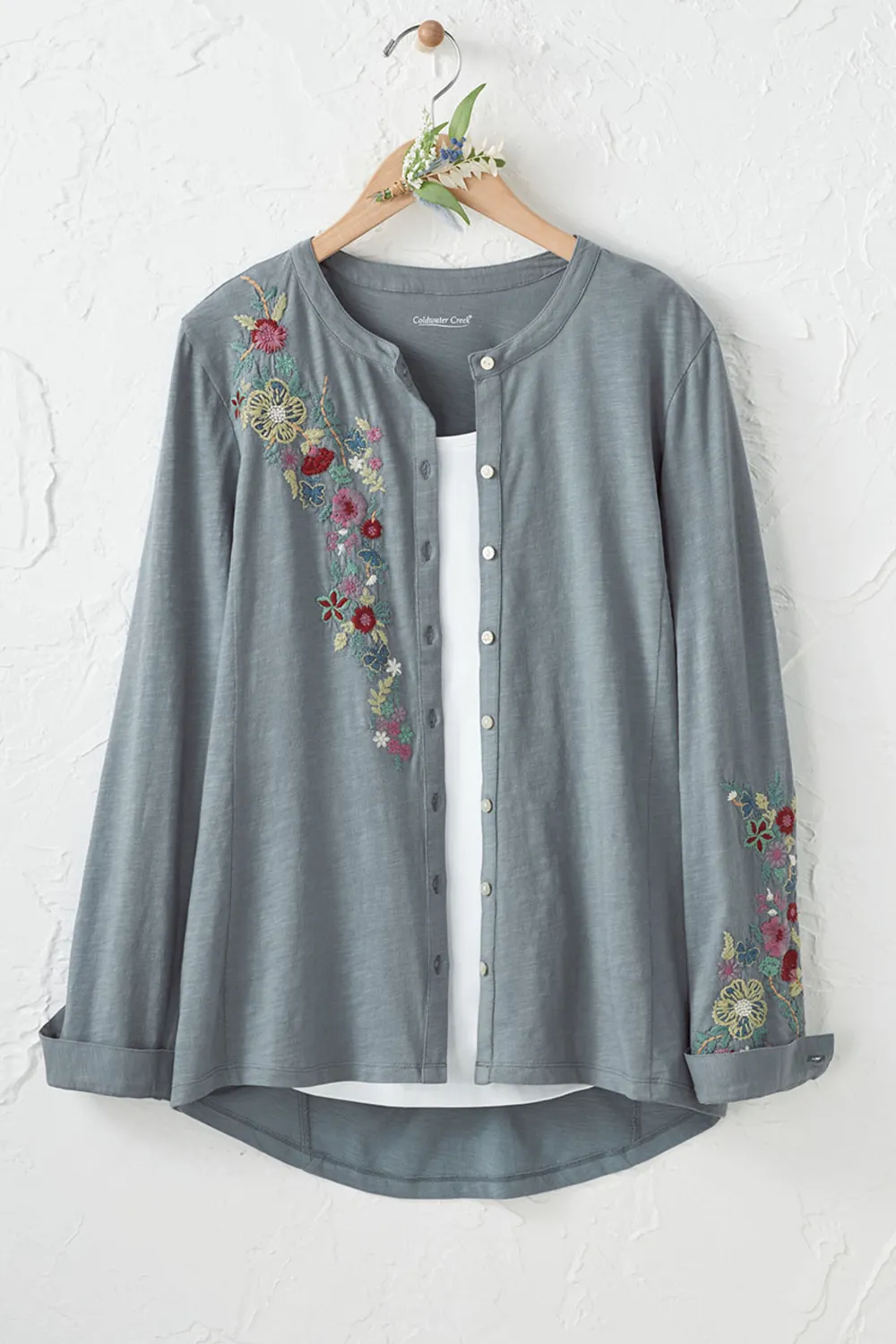 New Day Floral Button-Front Tee