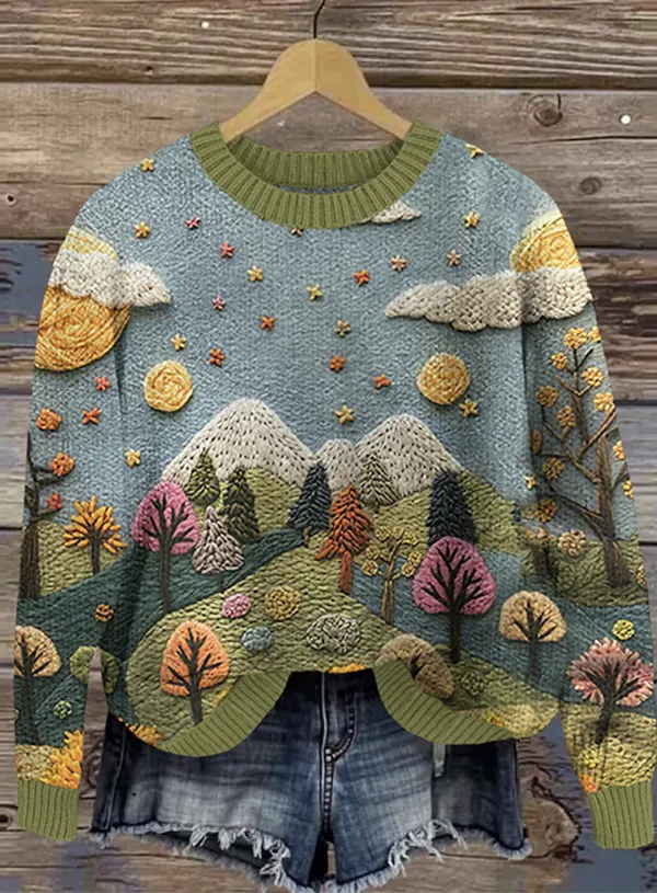 Forest Art Round Neck Sweater