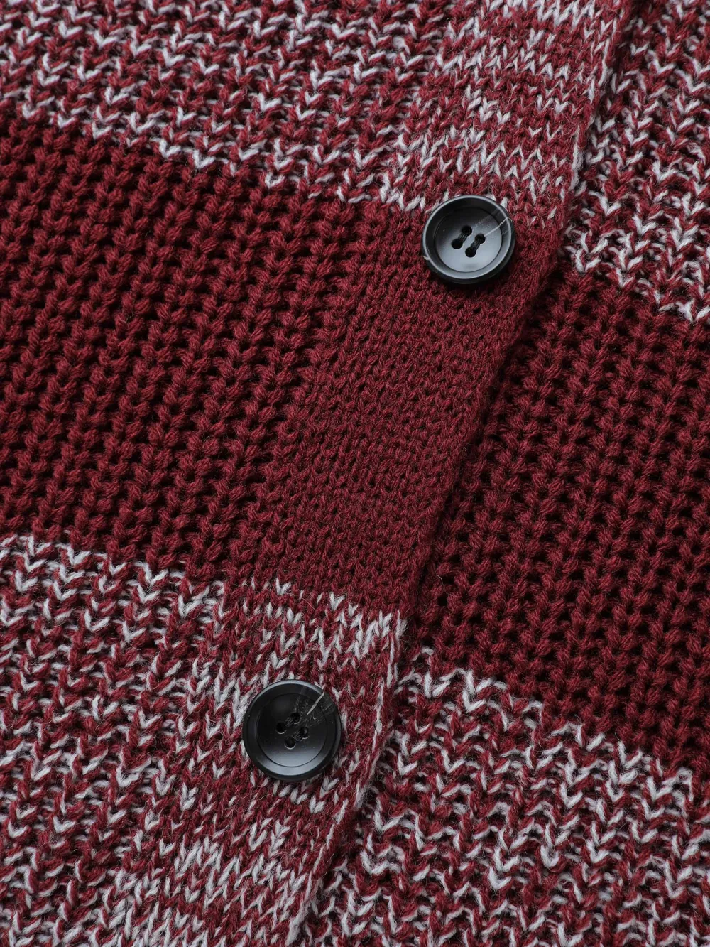 Colorblock Buttons V-Neck Knit Cardigan