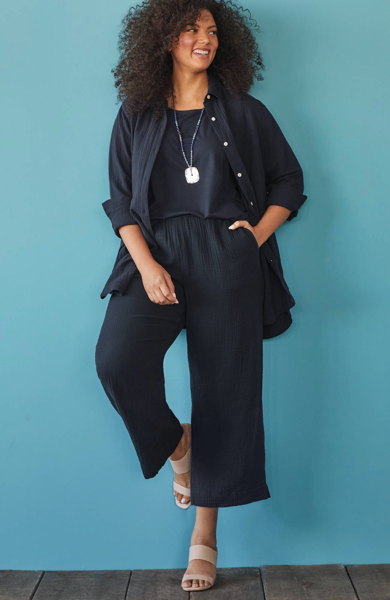 Cotton-Gauze Split-Hem Tunic