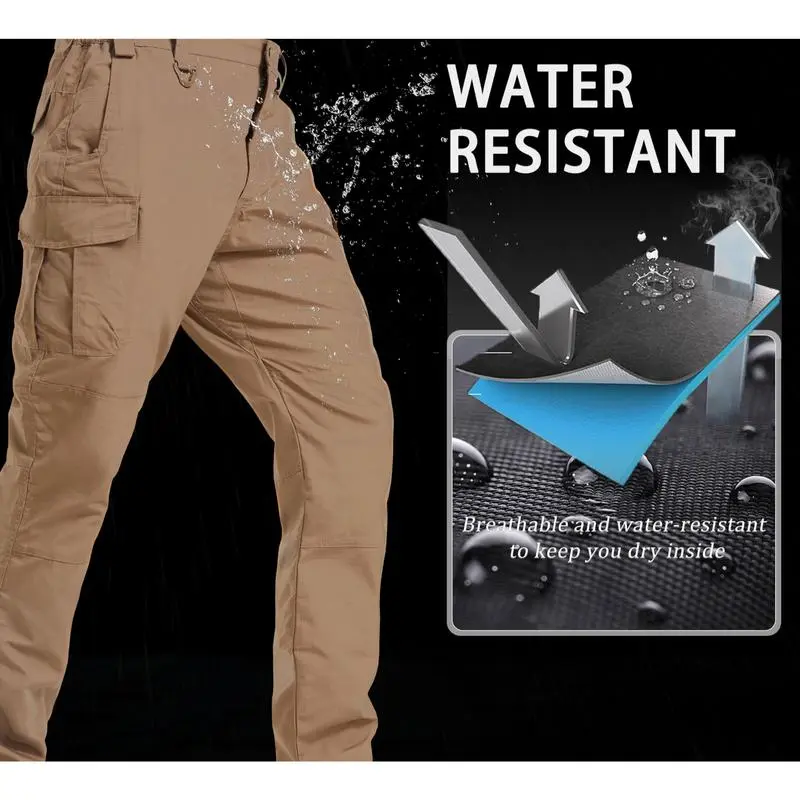 Men's Tactical Cargo Pants – 9 Pockets, Ripstop, Water-Repellent