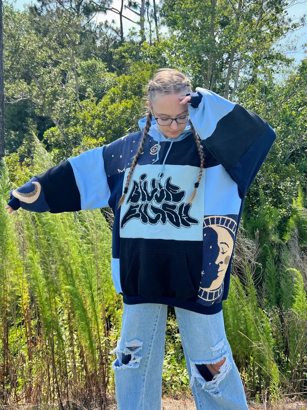 Navy Streetwear Leisure Hoodie Sweatshirts