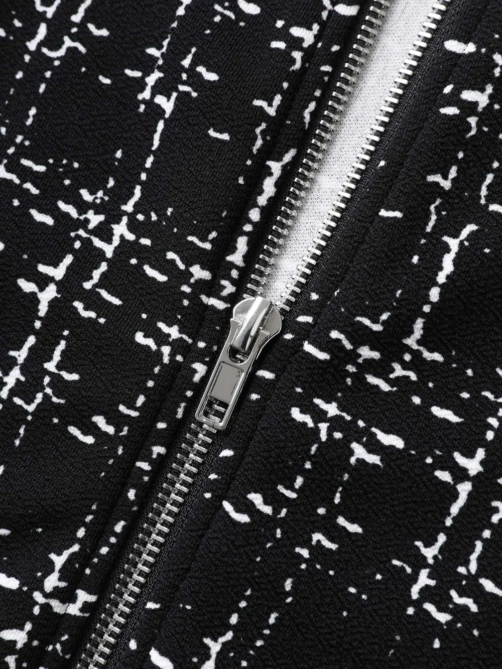 Tweed Color Contrast Zipper Jacket