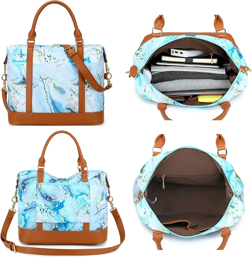 Ladies Canvas Weekender Bag Overnight Carry-on Tote Duffel in Trolley Handle
