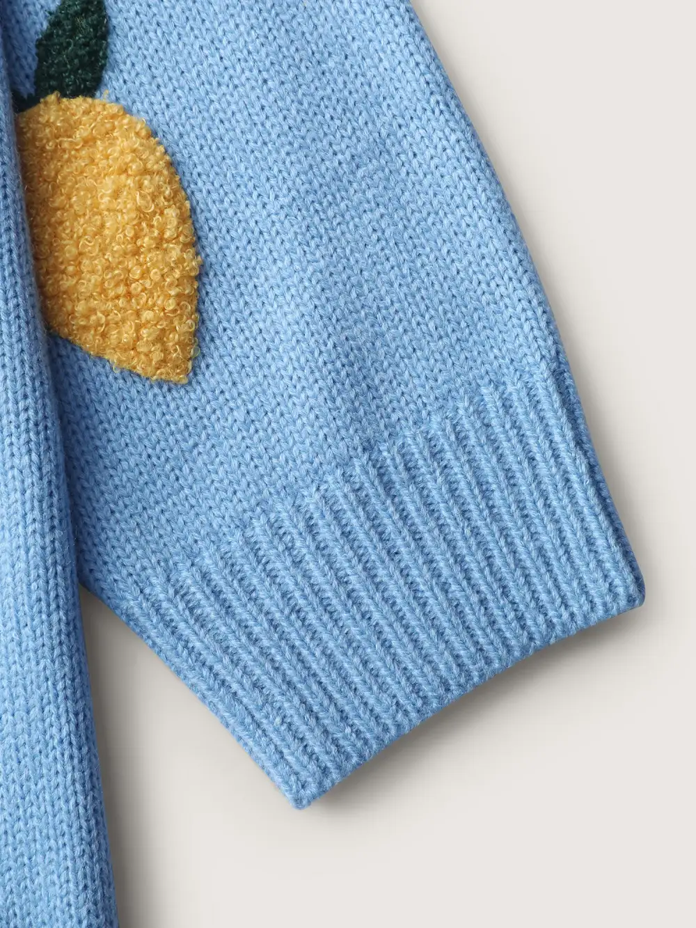 Lemon Embroidery V-Neck Pockets Knit Cardigan