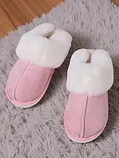 Women's Brown Cozy Slippers – Faux Suede Fleece Lined Warm Indoor House Shoes for Winter and Home Comfort