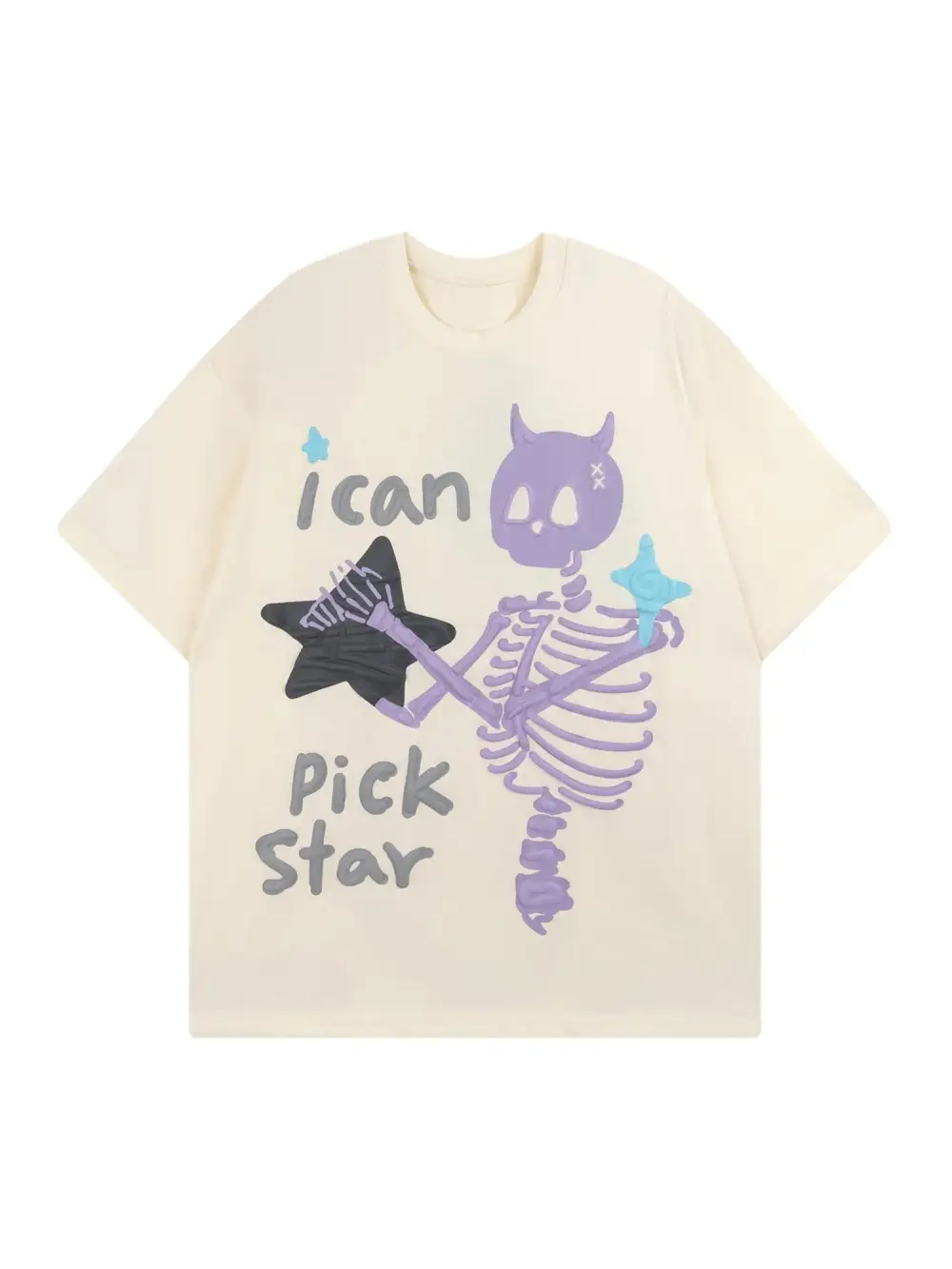 Made Retro Skull Letter Foam T-shirt - 2001