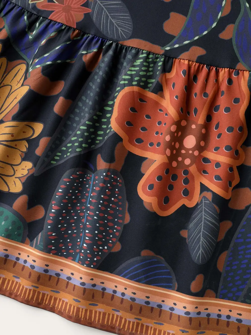 Floral Shirred Lantern Sleeve Midi Dress