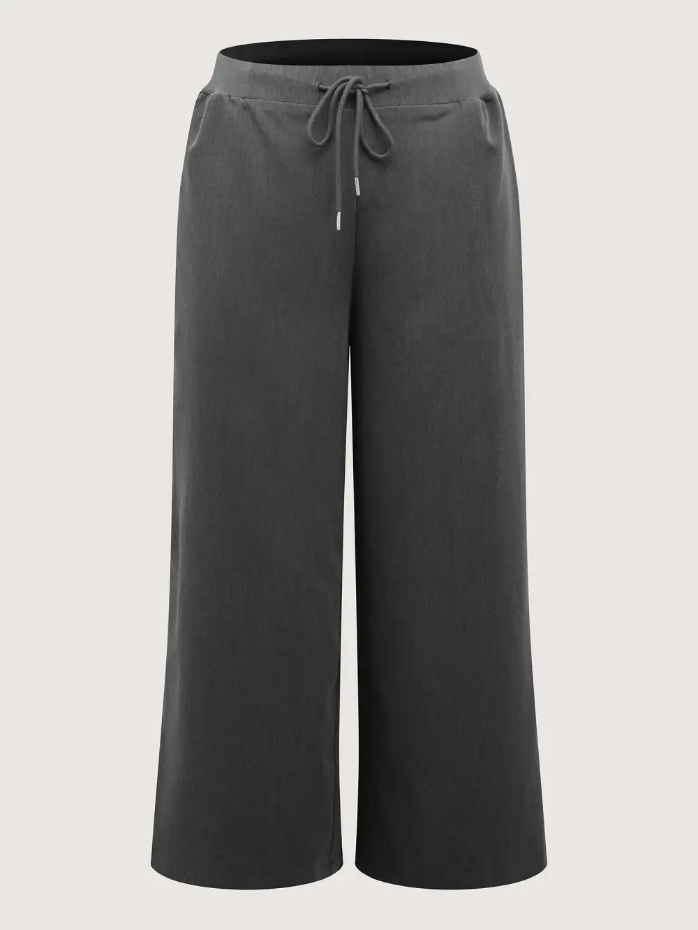 Heather Drawstring Waist Wide-Leg Pants
