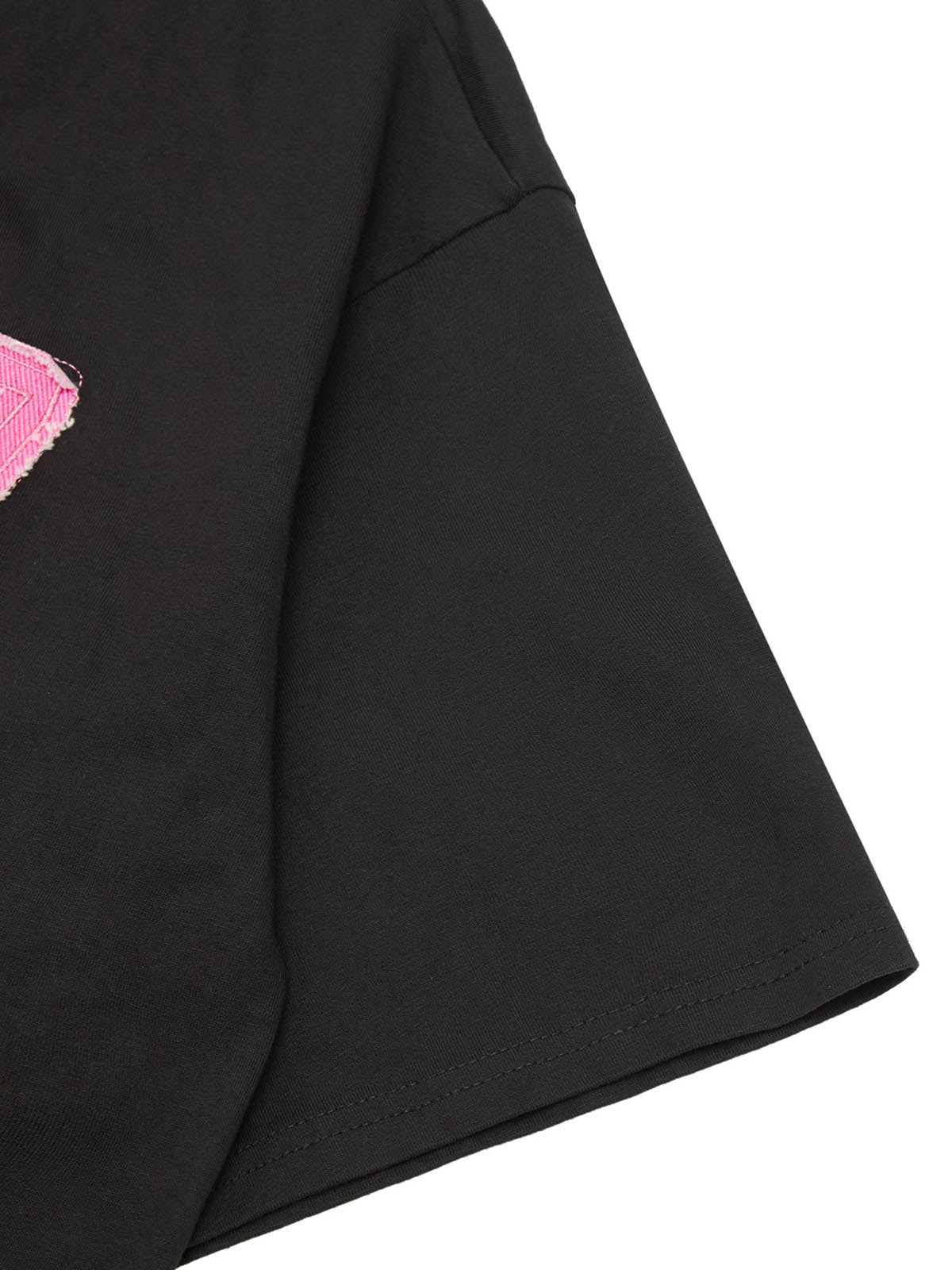 Pink Letter Applique Street Rap T-shirt - 2145