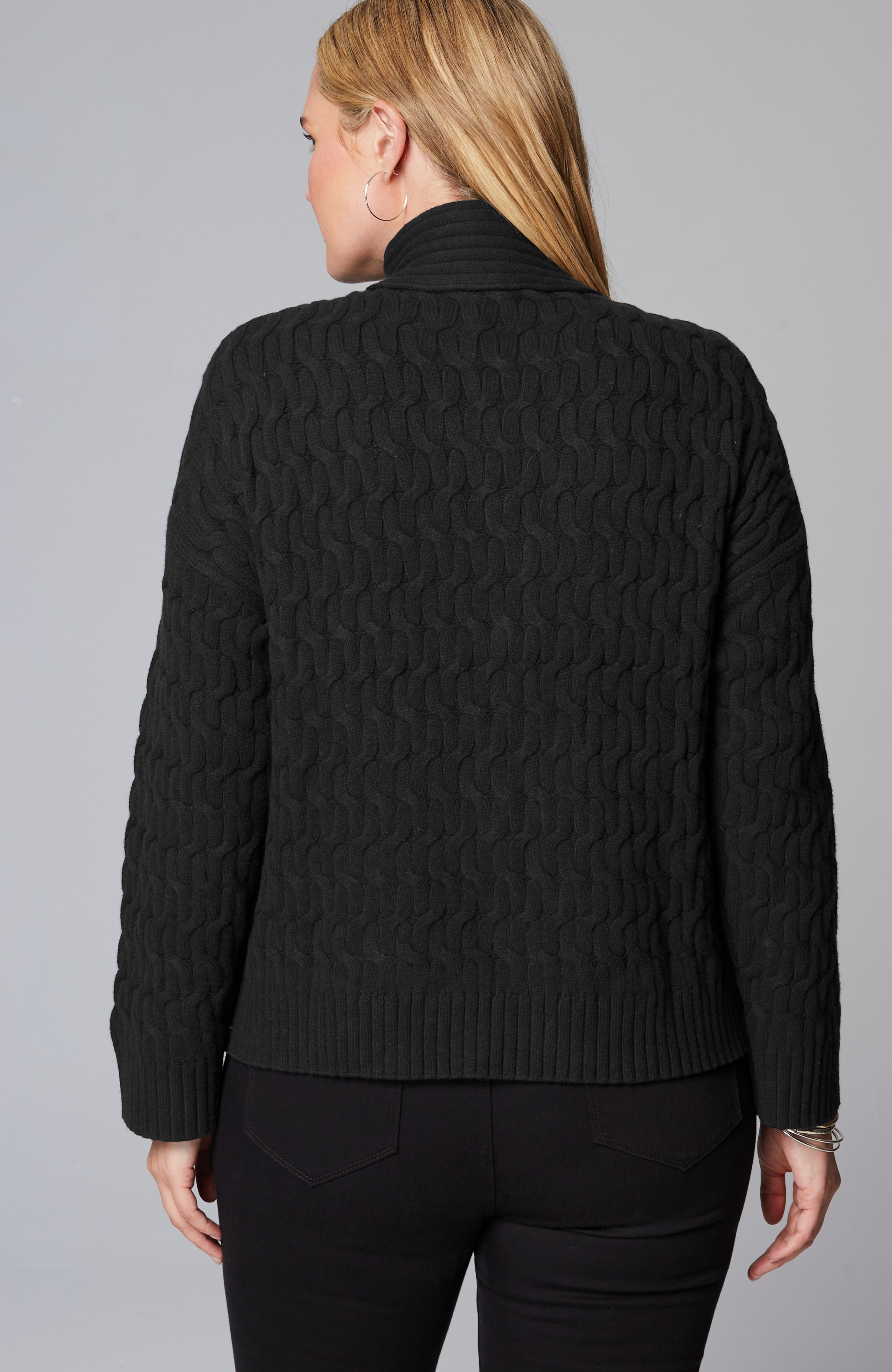 Cabled Button-Front Cardi