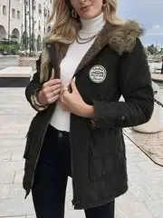 Women's Casual Long Parka Jacket - Warm, Mid-Length with Pockets, Polyester, Machine Washable