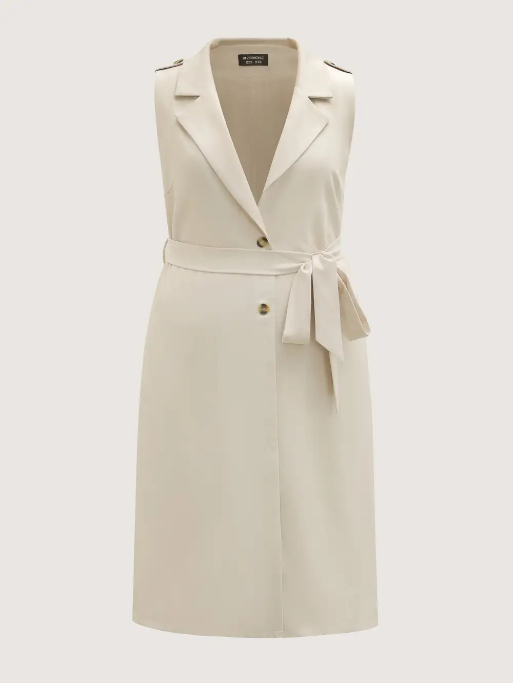 Back Slit Waist Belt Lined Long Vest