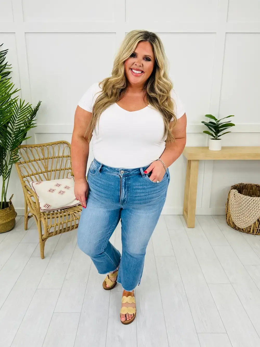 Severely Soft Tummy Control Cropped Kick Flare Jeans