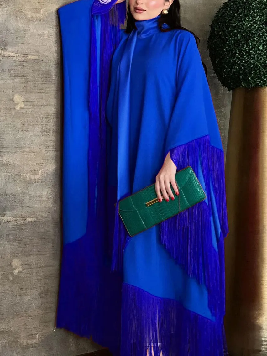 Tassel Fashion Bat Sleeve Long Dress