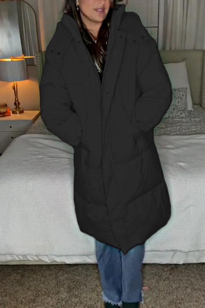 Women's solid color casual hooked down coat