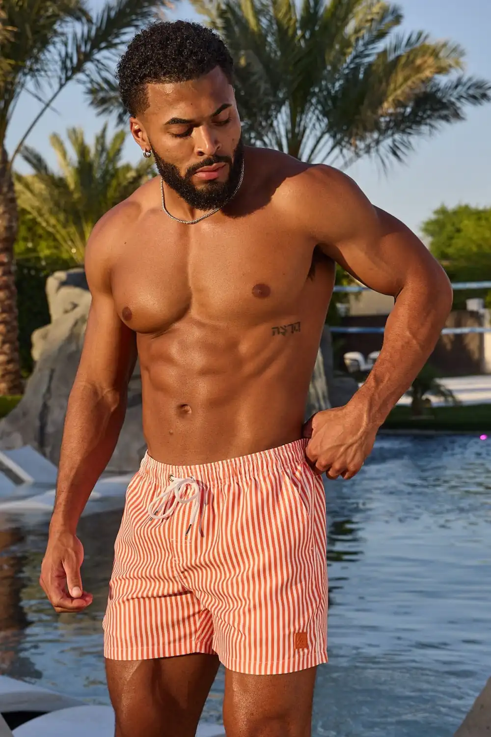 1056 - Striped Swim Shorts