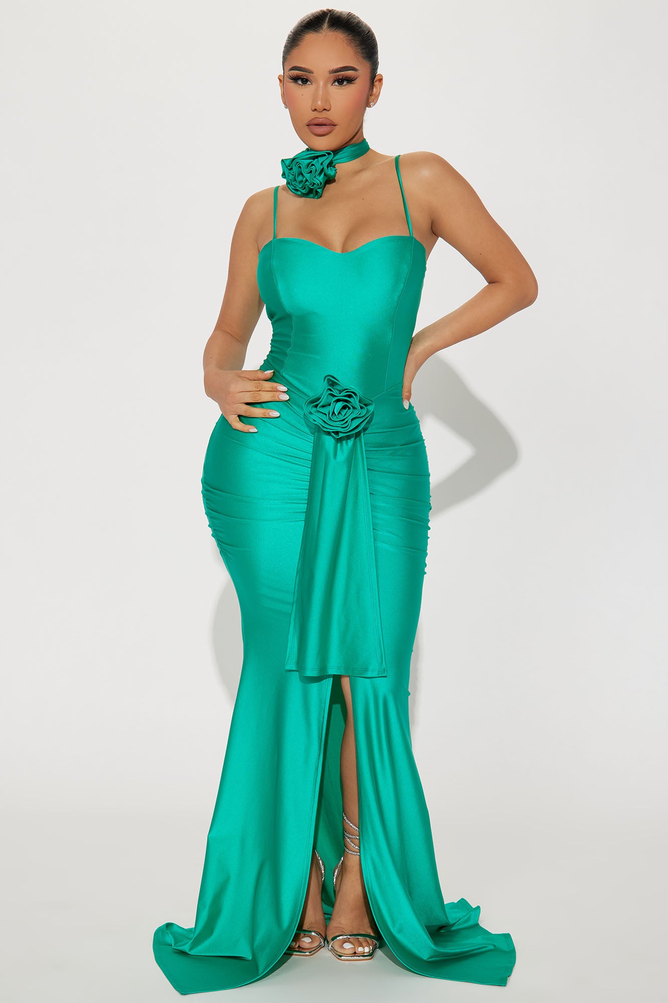Claire Ruched Maxi Dress - Jade
