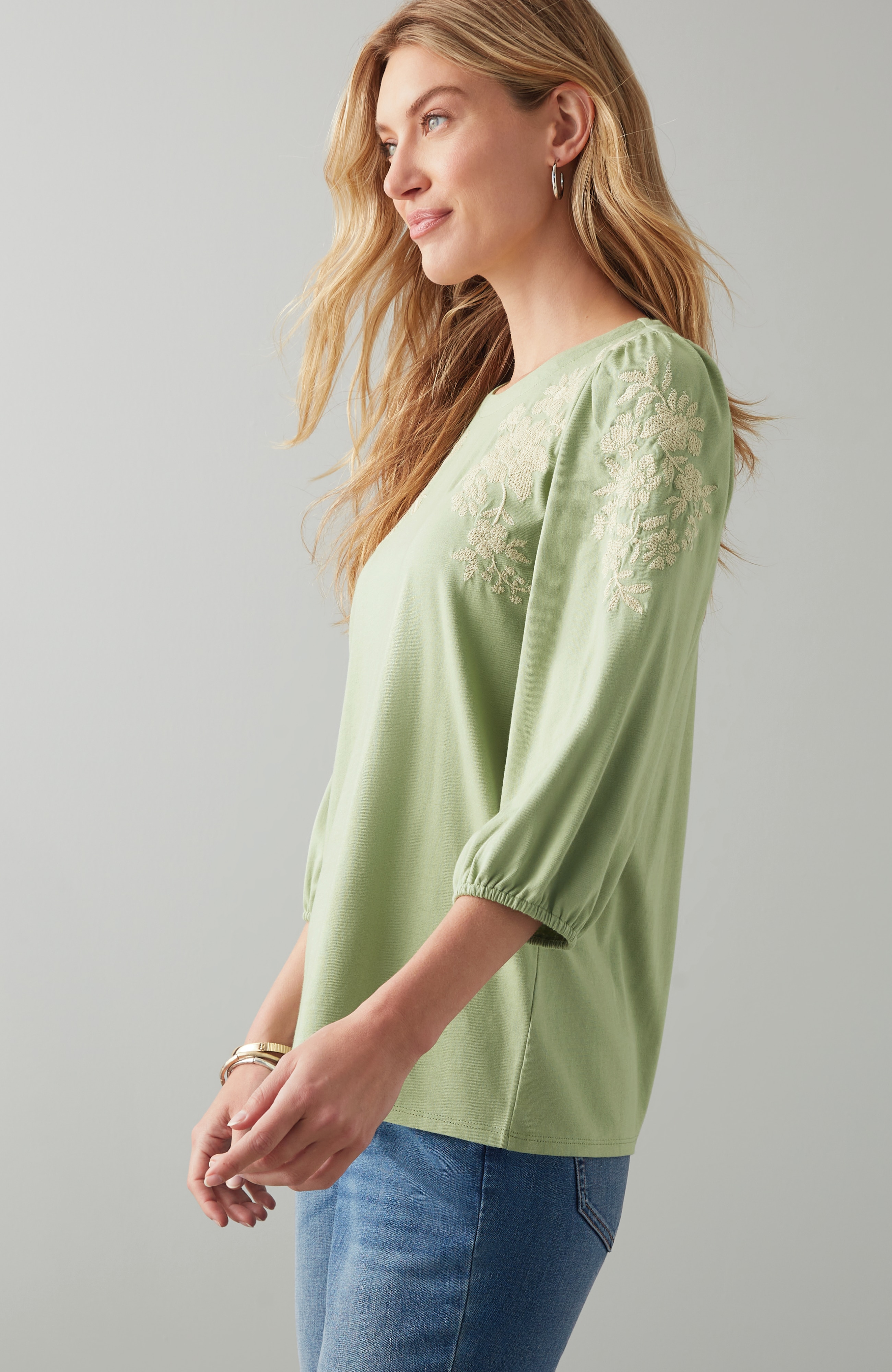 Floral-Embroidered Top