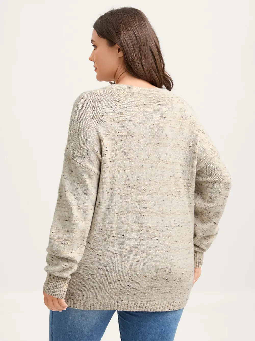 Heather Textured Button Neck Pullover