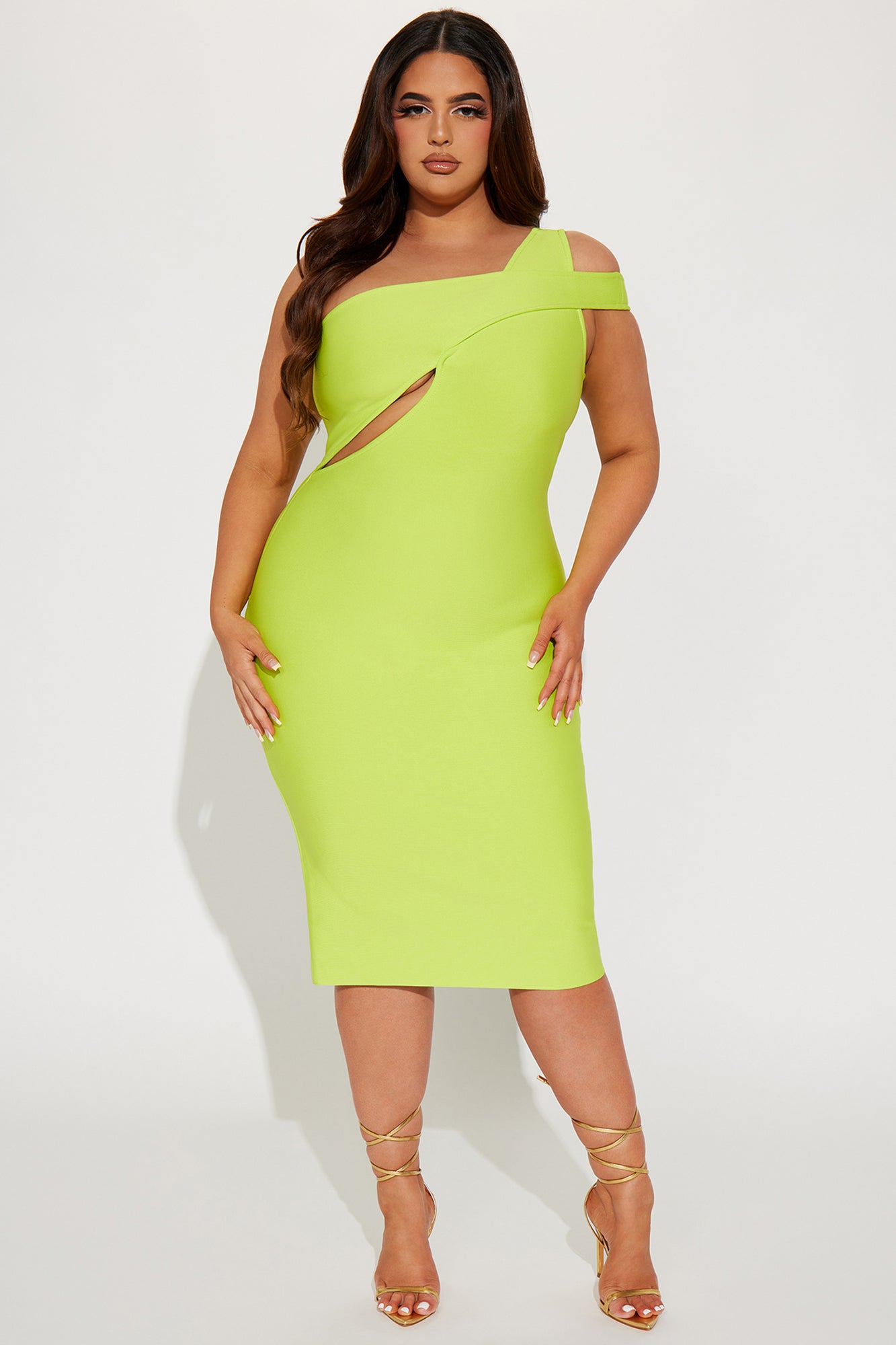 Josephine Bandage Midi Dress - Lime
