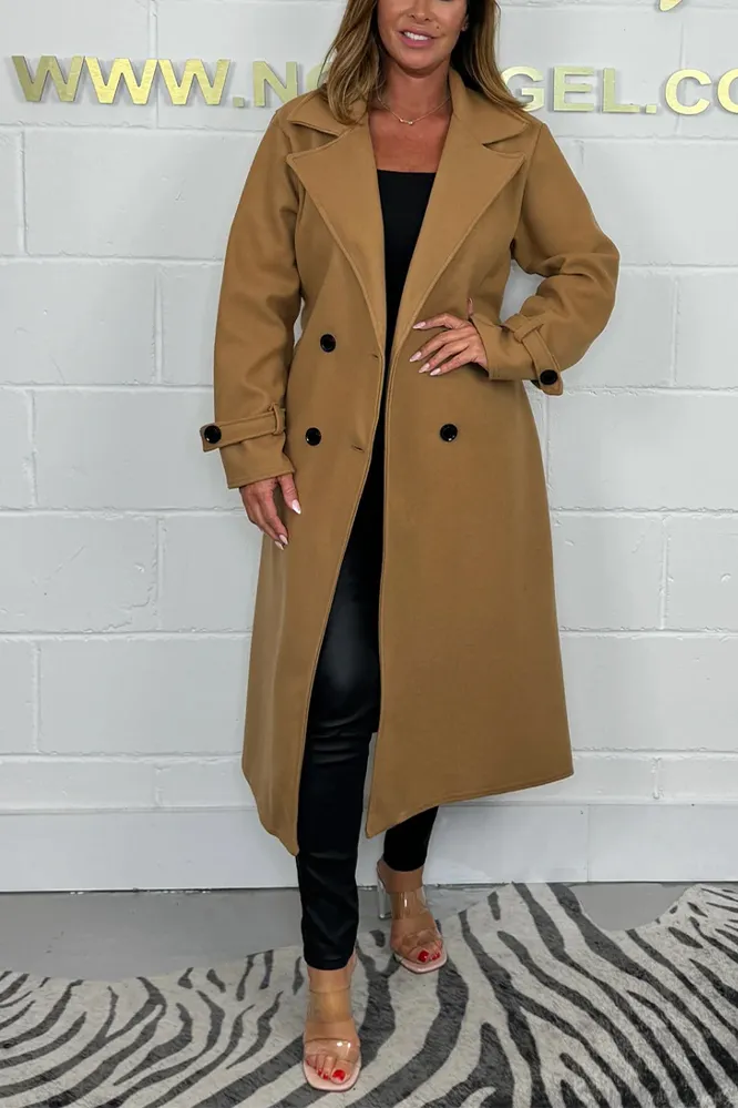 Oversize Wool Look Belted Longline Coat