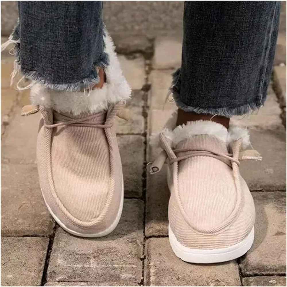 Women's Winter Warm Wendy Shoes Fleece Lined Boat Shoe Slip On Comfort Shoes,Womens Lace Up Loafers Flats Shoes (Come With Christmas socks) (Color : E, Size : EU/CN 42)