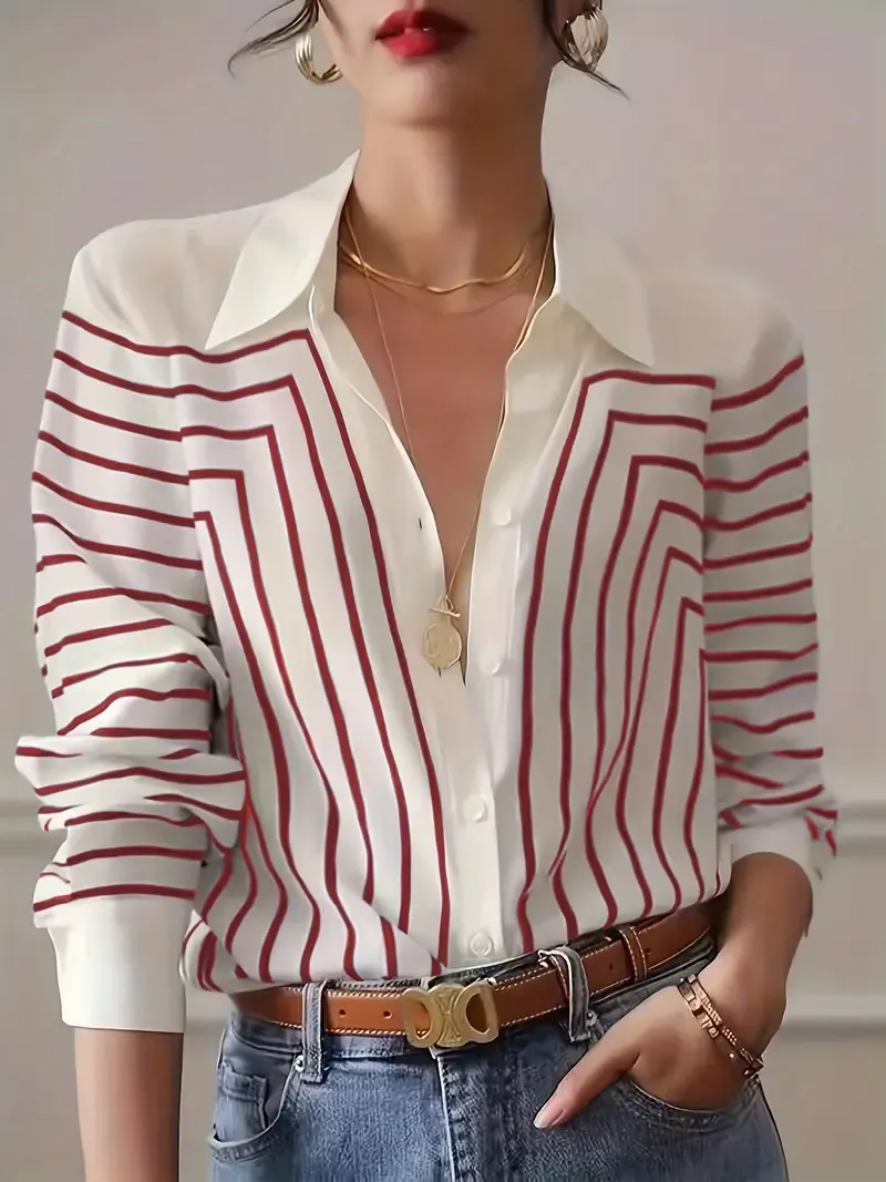 Casual Long Sleeve Geo Print Shirt