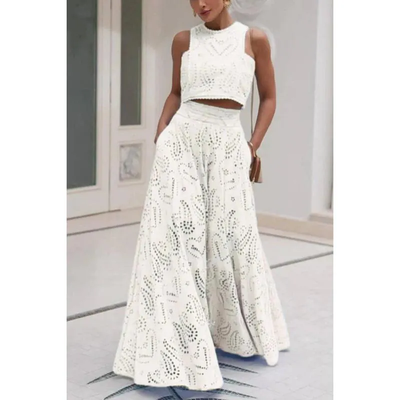 Women Summer 2 Pieces Set O-neck Single Button Ankle-length A-line Dress Sets For Beach Vacation Party Womenswear