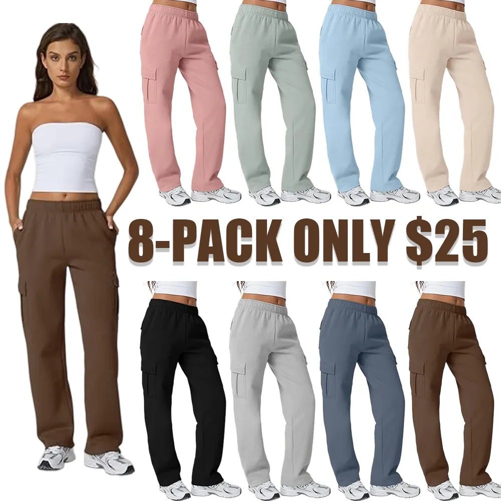 Womens Baggy Elastic Waist Sweatpants Casual Fleece Long Pants
