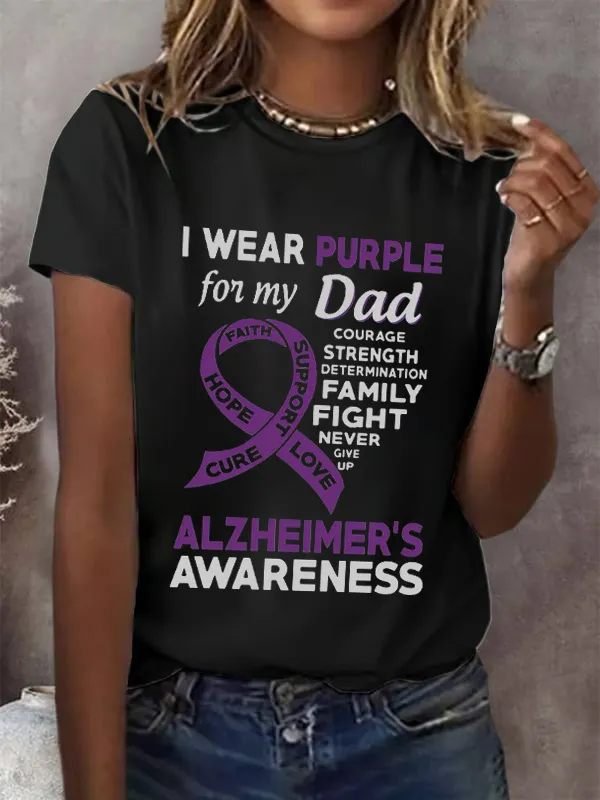 I Wear Purple For My Dad Alzheimer'S Awareness T-Shirt