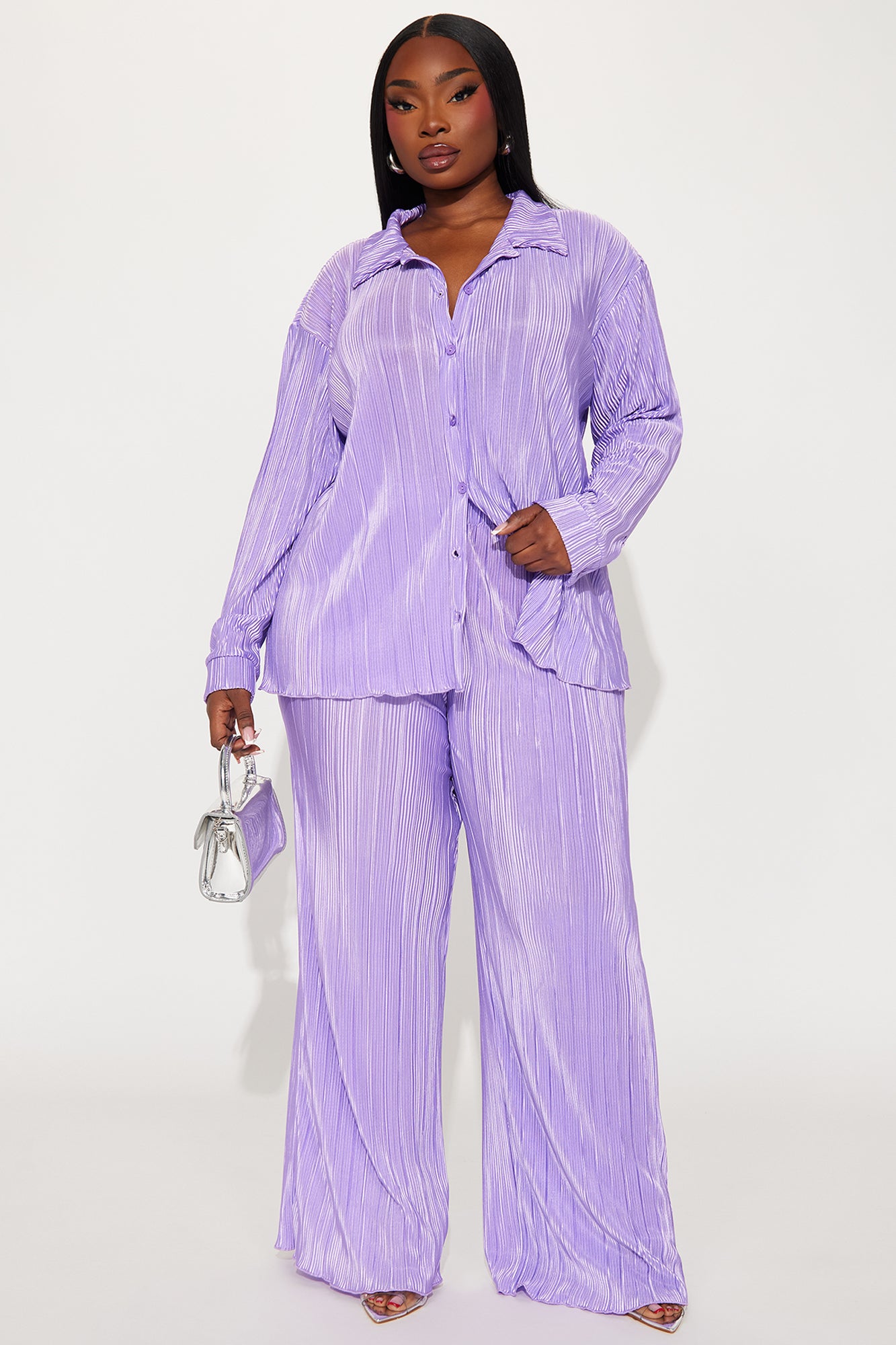 More Than Lust Plisse Pant Set - Lavender