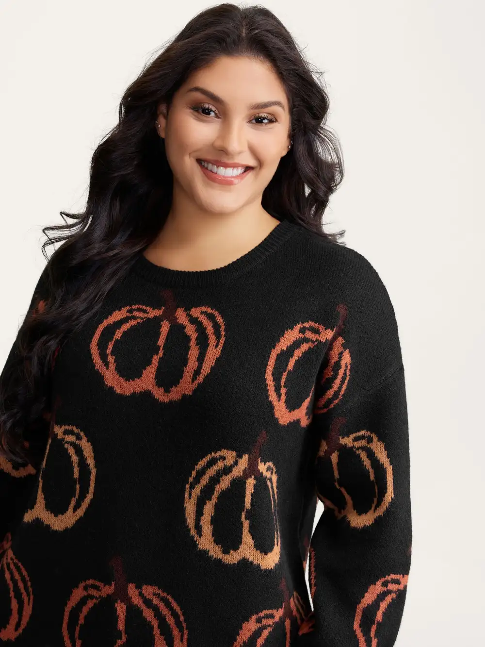 Pumpkin Patch Print Drop Shoulder Pullover