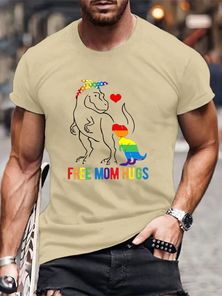 Men'S T-Shirt LGBT Free Mom Hugs Dinosaur Rex Mamasaurus Ally Rainbow Flag T Shirt