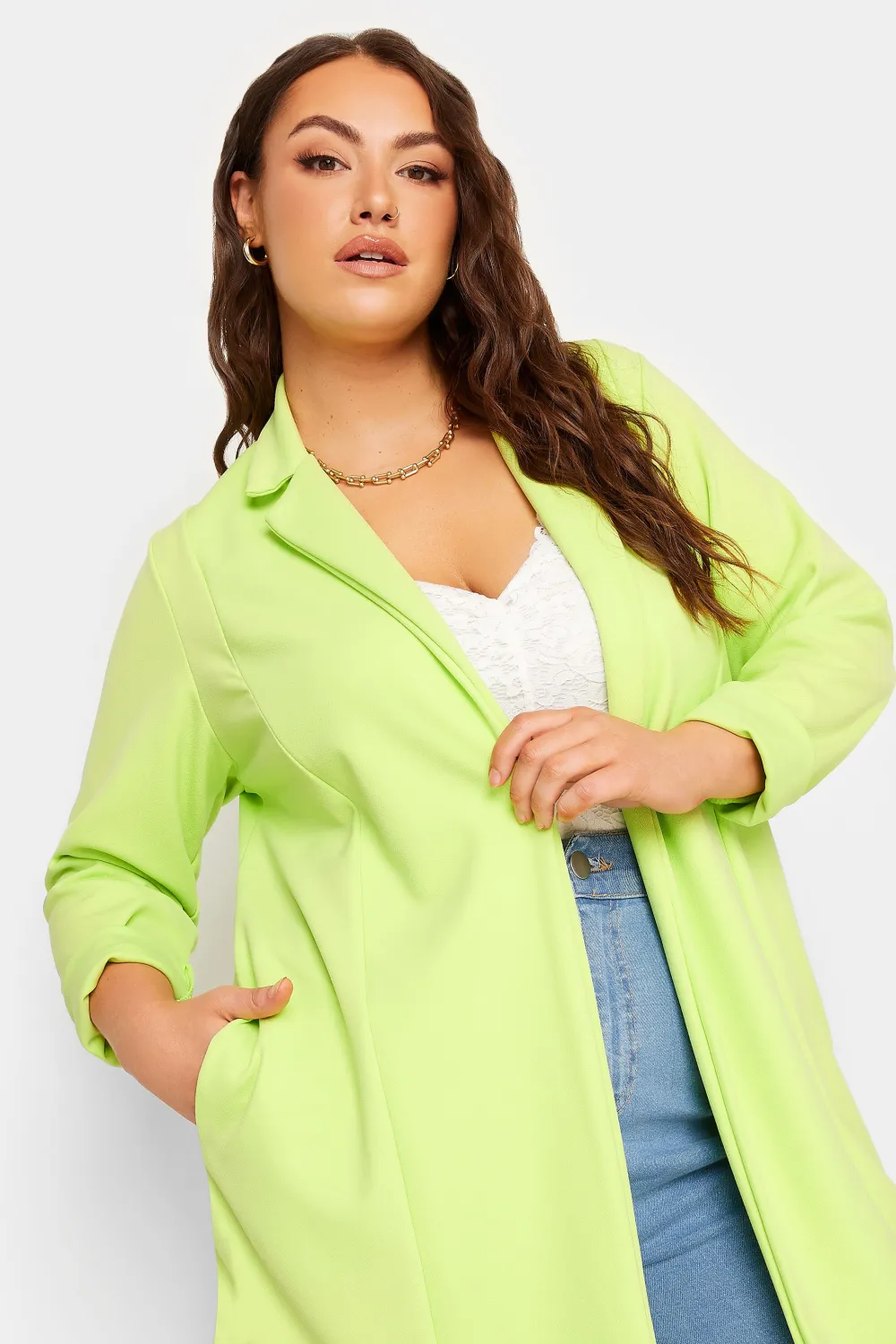 YOURS Curve Hot Pink Longline Blazer