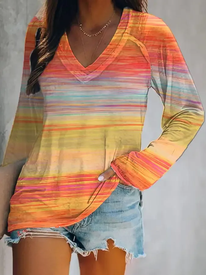 Women's Autumn Casual Gradient Long Sleeve T-shirt