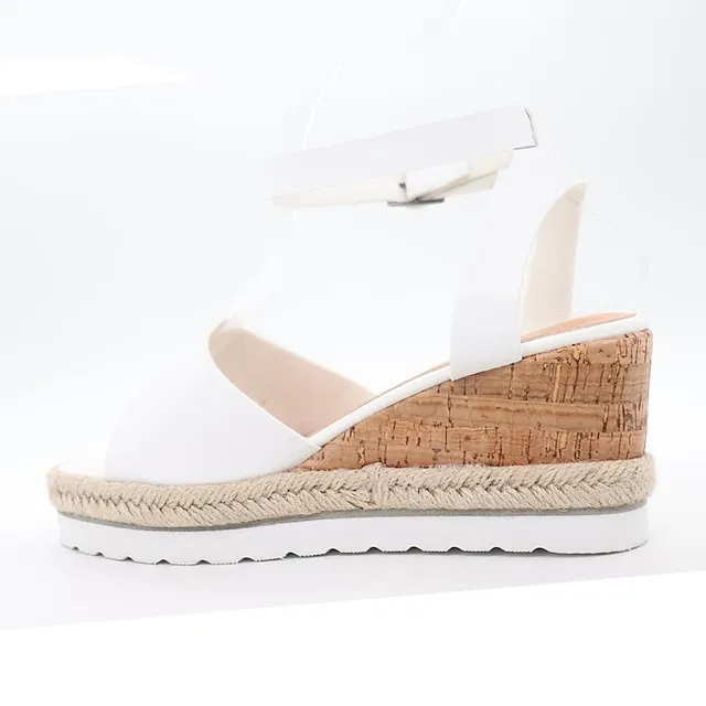 Women's Sandals Wedge Sandals Platform Sandals Corkys Sandals Daily Summer Platform Wedge Heel Ankle Strap Heel Peep Toe Casual Faux Leather Buckle Ankle Strap Solid Colored Dark Brown Black White