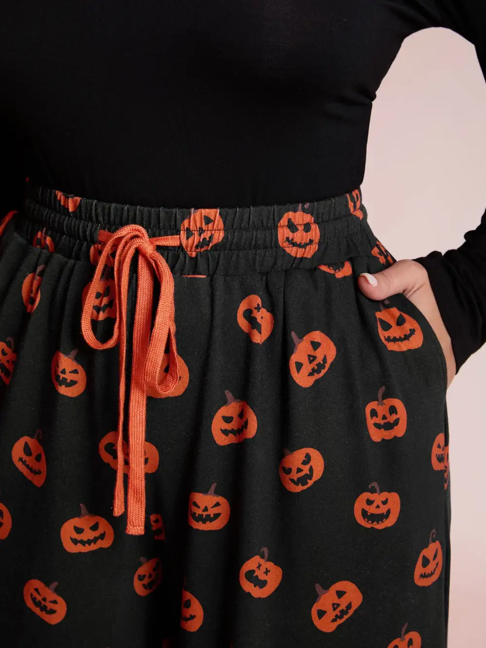 Pumpkin Everywhere Contrast Drawstring Pants