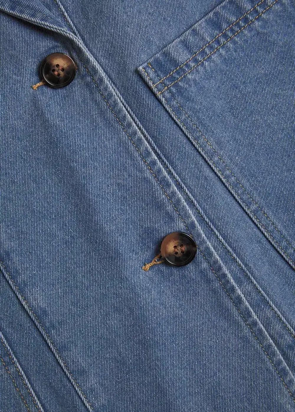 Denim Blue Patchwork Long Sleeve Lapel Coat