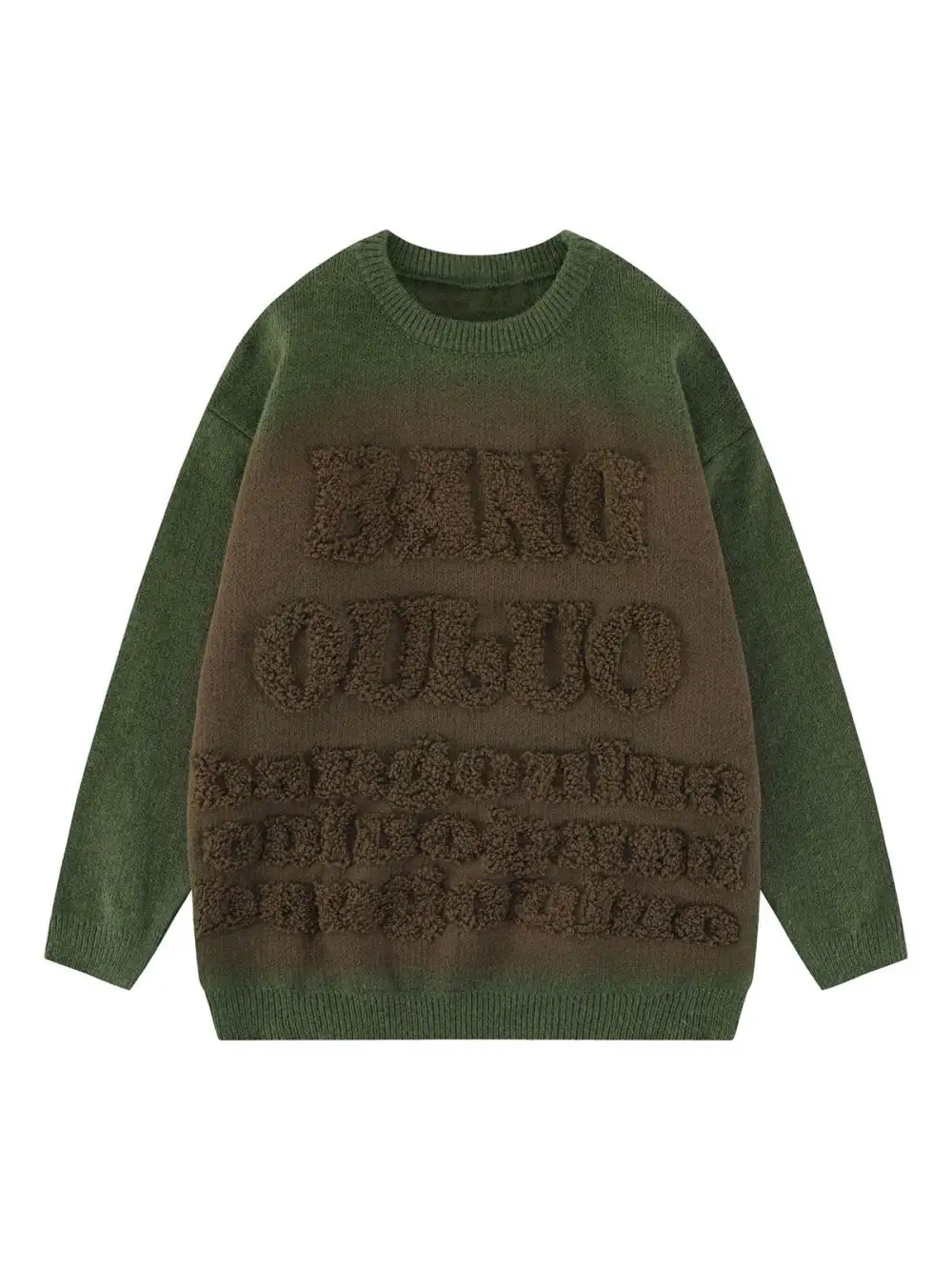 Retro Letters Jacquard Crew Neck Sweater