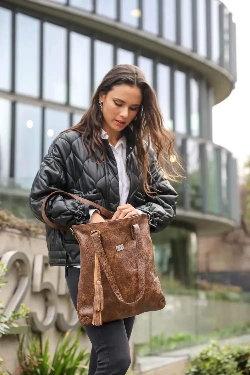 Olivia Marbled Coffee Coloured Purse