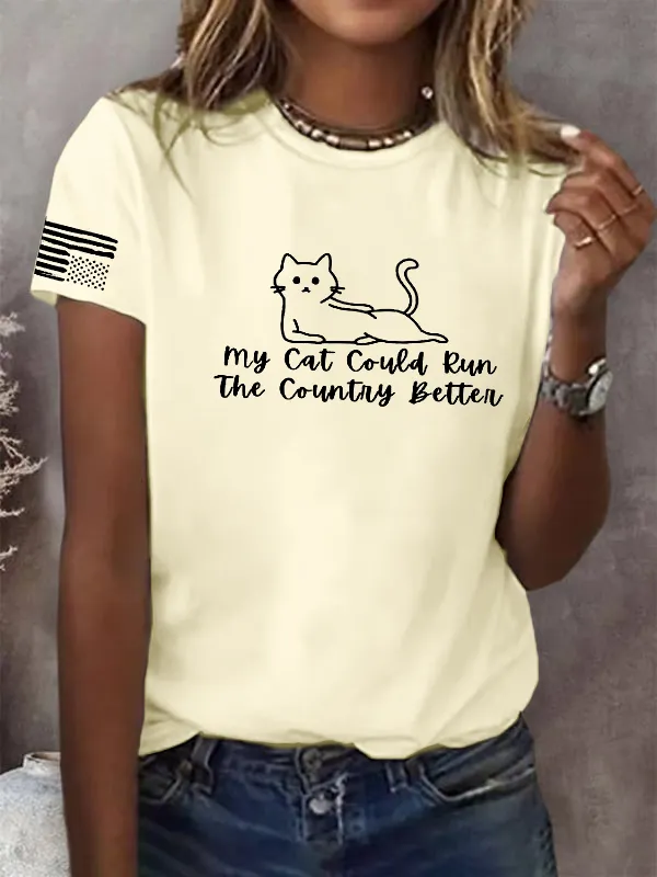 Women'S T-Shirt Women'S FDT Printed Round Neck T-Shirt Cartoon Pattern And Letter Print