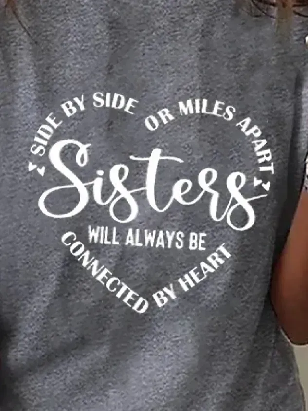 Casual Crew Neck Short Sleeve Loose Text Letters T-Shirt(⚡Clearance Sale)