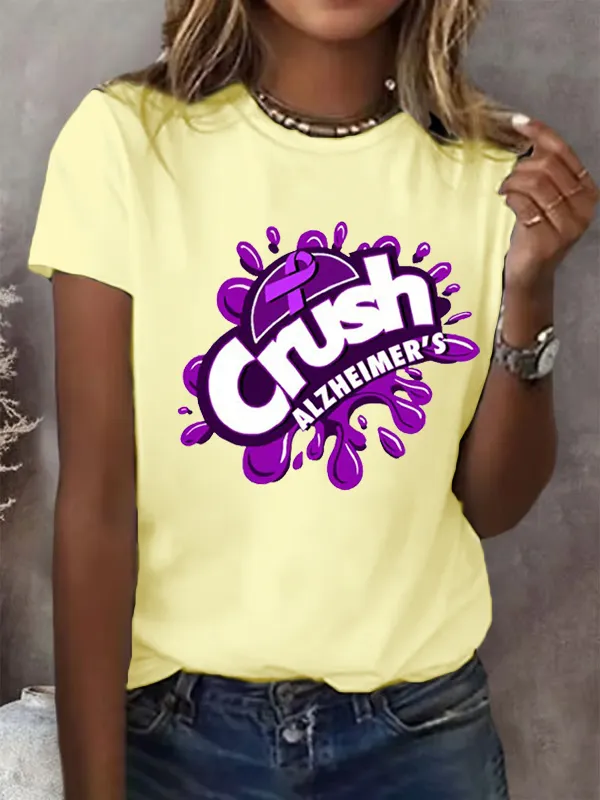 Women'S Crush Alzheimer'S Printed Round Collar T-Shirt
