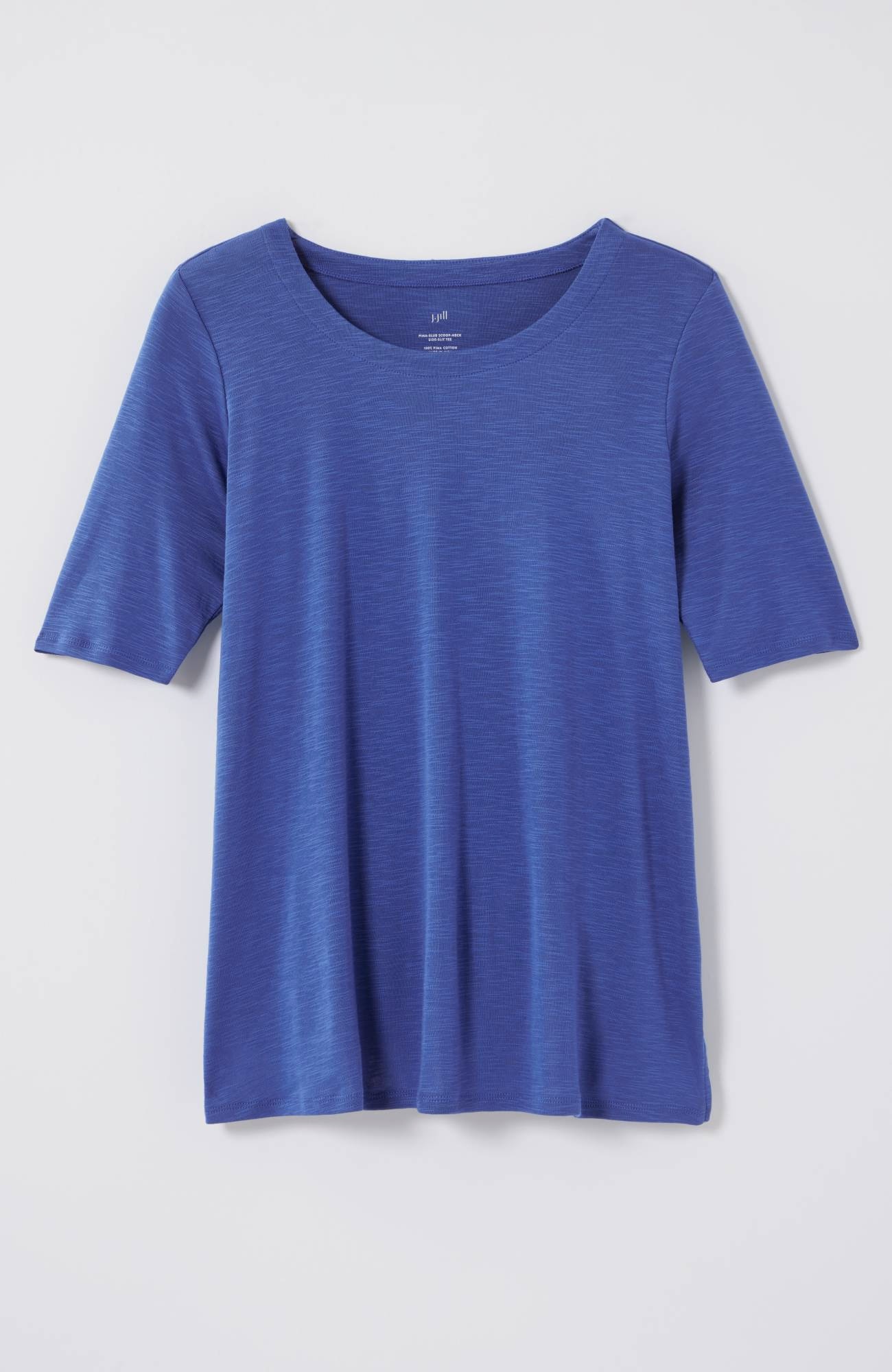 pima-slub scoop-neck side-slit tee