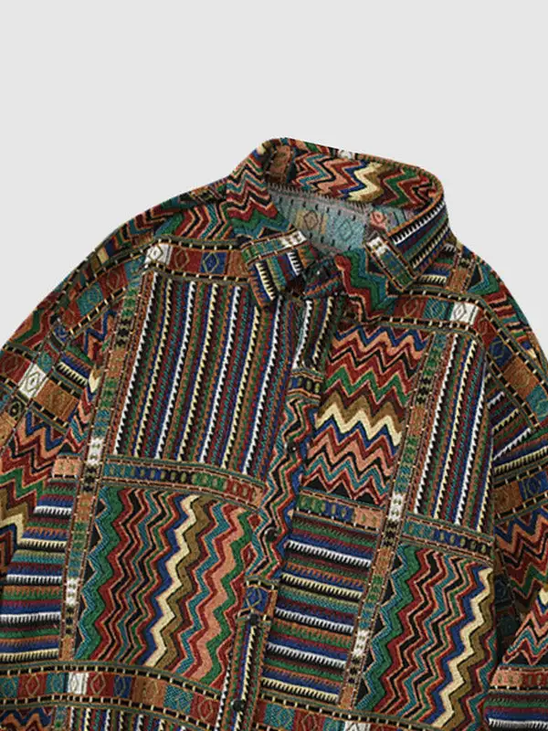 Men's Western Geometric Ethnic Vintage Blend Wool Jacket